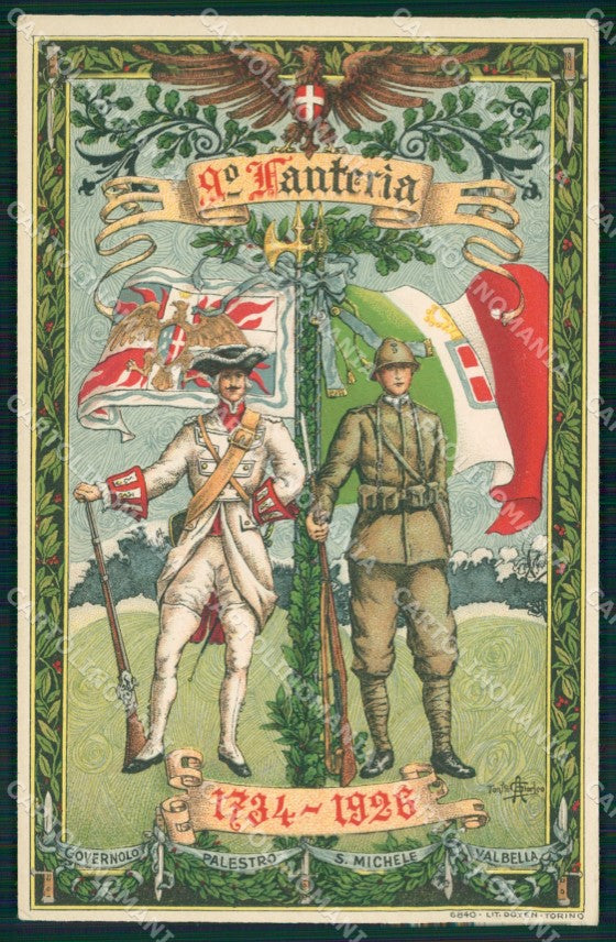 Militari Fanteria IX Reggimento cartolina MT8354 – fronte