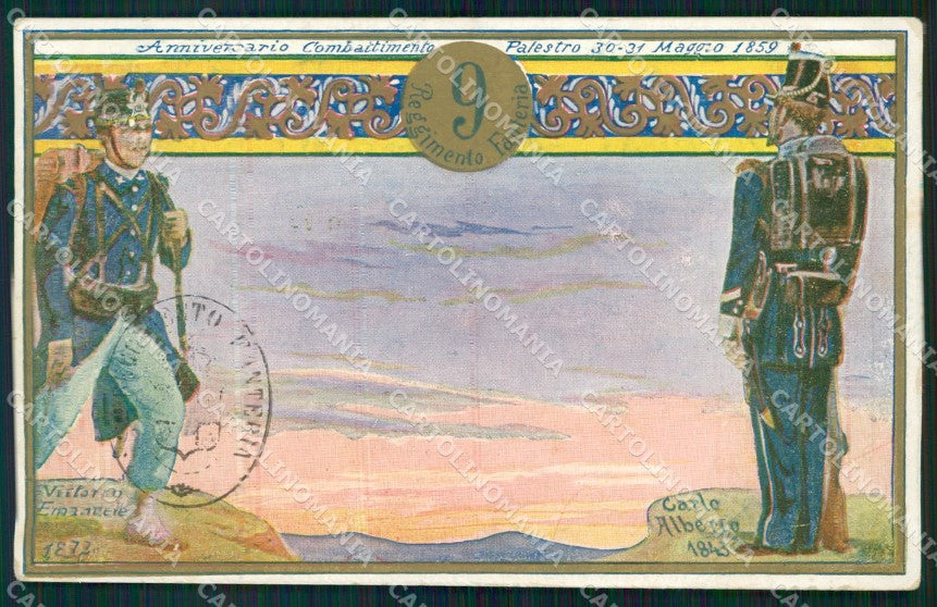 Militari Fanteria IX Reggimento Anniversario Palestro cartolina MT8355 – fronte