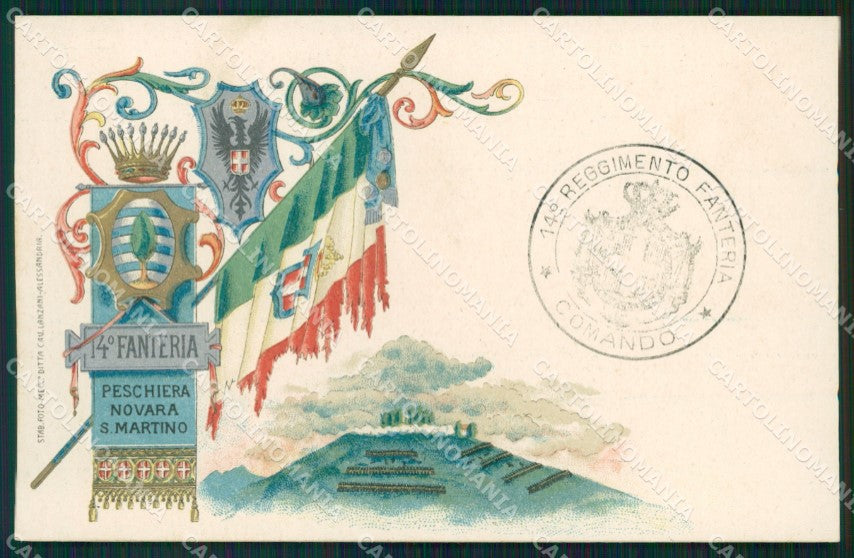 Militari Fanteria XIV Reggimento Peschiera Novara cartolina MT8368 – fronte