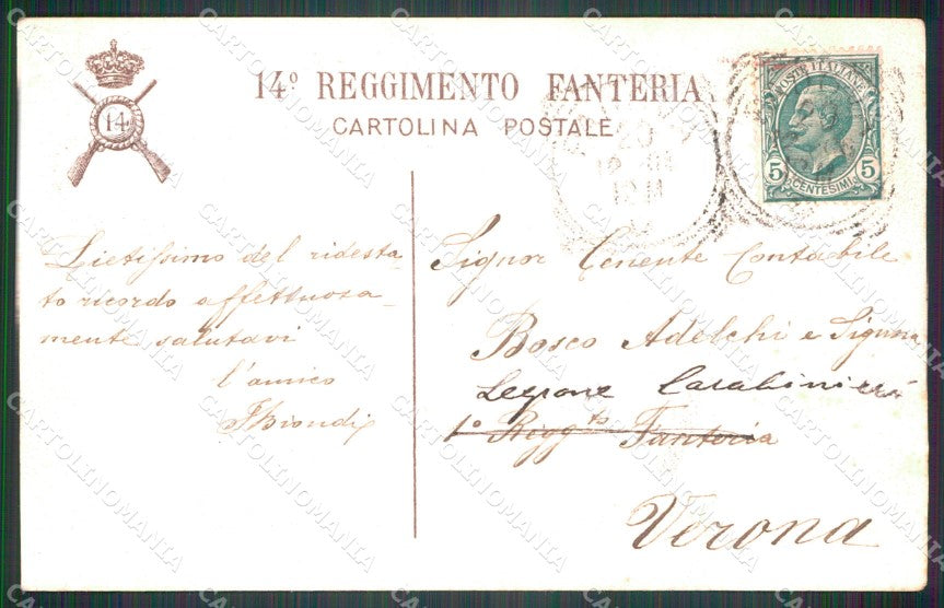 Militari Fanteria XIV Reggimento cartolina MT8369 – retro