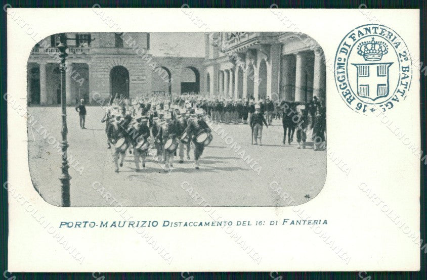 Militari Fanteria 16º Reggimento Porto Maurizio SCOLLATA cartolina MT8377 – fronte