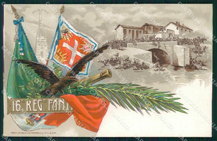 Militari Fanteria XVI Reggimento cartolina MT8378 – fronte