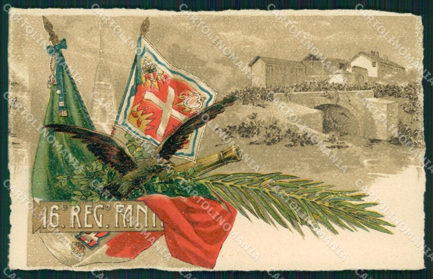 Militari Fanteria XVI Reggimento cartolina MT8379 – fronte