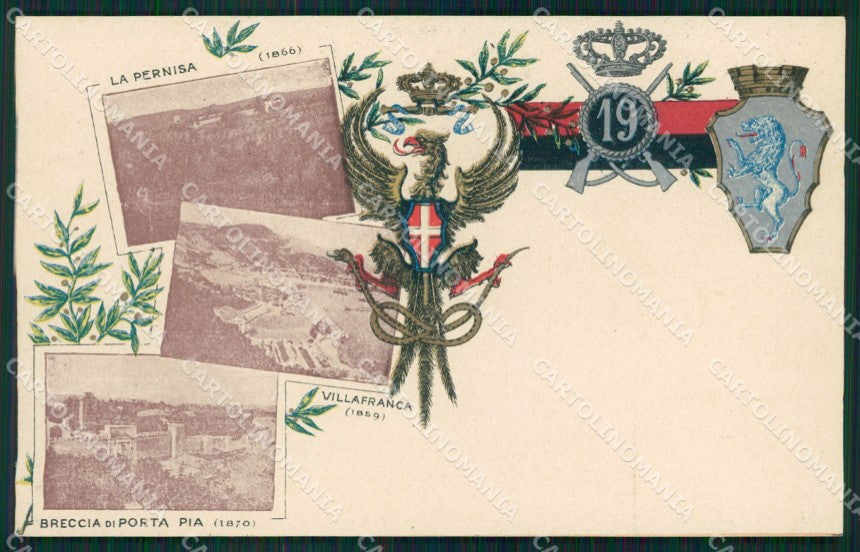 Militari Fanteria XIX Reggimento Villafranca Porta Pia cartolina MT8384 – fronte