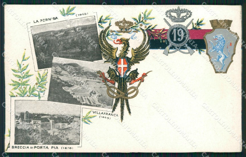 Militari Fanteria XIX Reggimento Villafranca Porta Pia cartolina MT8385 – fronte