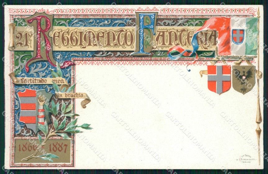 Militari Fanteria XXI Reggimento cartolina MT8390 – fronte