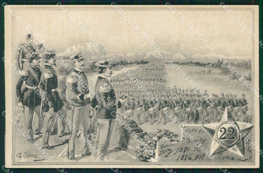 Militari Fanteria 22º Reggimento Cenni cartolina MT8393 – fronte