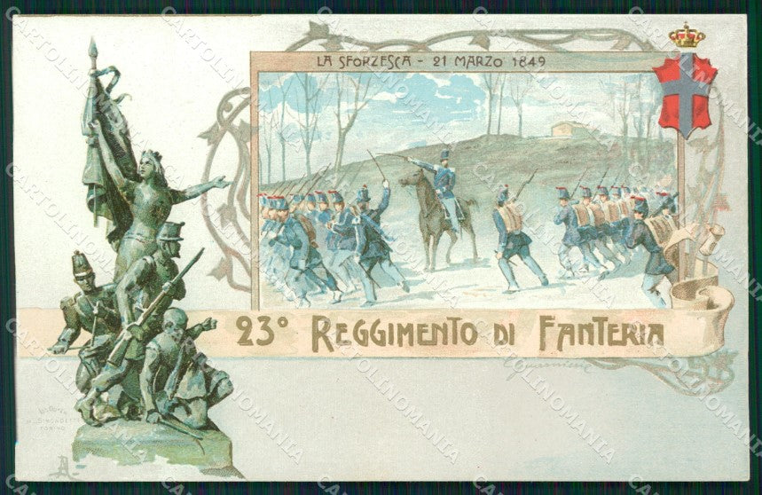 Militari Fanteria 23º Reggimento La Sforzesca cartolina MT8396 – fronte