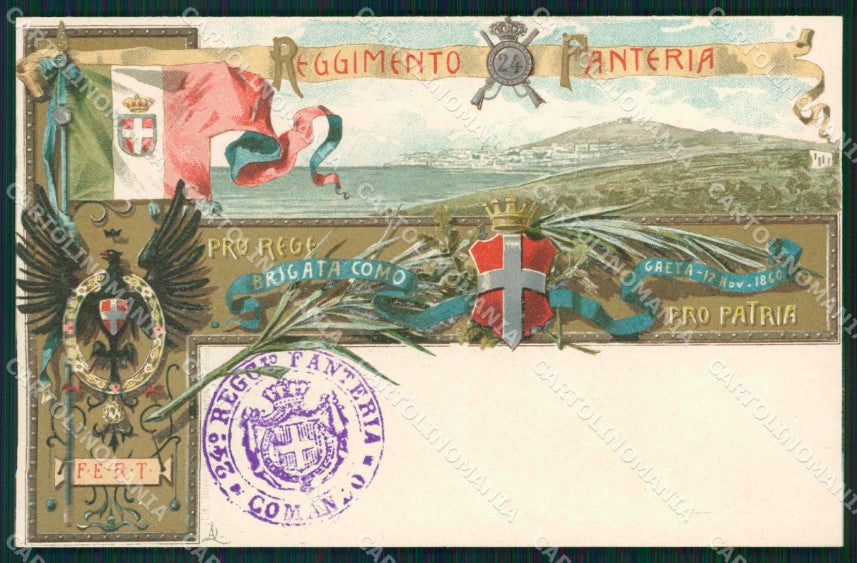 Militari Fanteria 24º Reggimento Brigata Como cartolina MT8401 – fronte