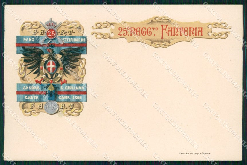 Militari Fanteria 25º Reggimento cartolina MT8405 – fronte