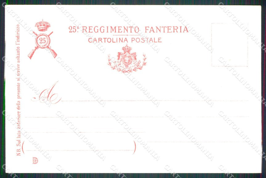 Militari Fanteria 25º Reggimento cartolina MT8405 – retro