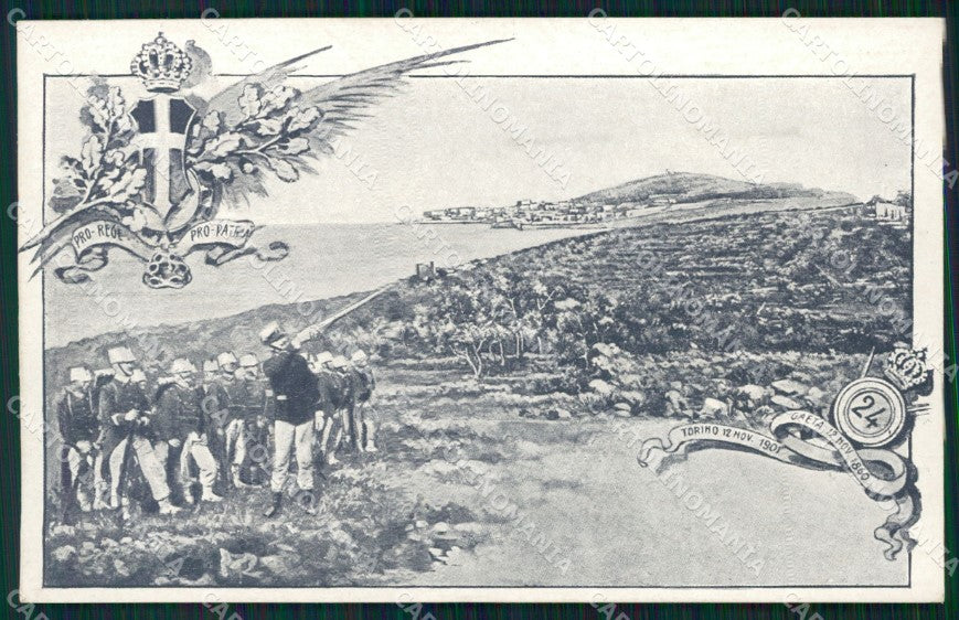 Militari Fanteria 24º Reggimento Gaeta Torino cartolina MT8407 – fronte