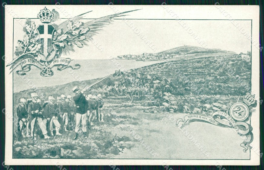 Militari Fanteria 24º Reggimento Gaeta Torino cartolina MT8408 – fronte