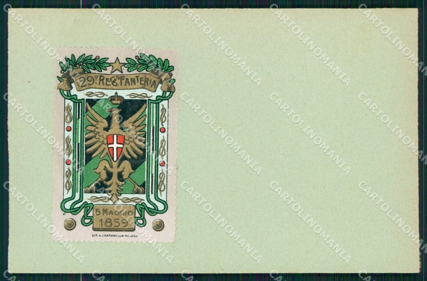Militari Fanteria 29º Reggimento PIEGHE cartolina MT8414 – fronte