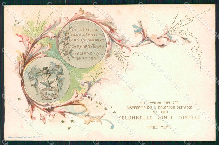 Militari Fanteria 29º Reggimento Colonnello Torelli cartolina MT8425 – fronte