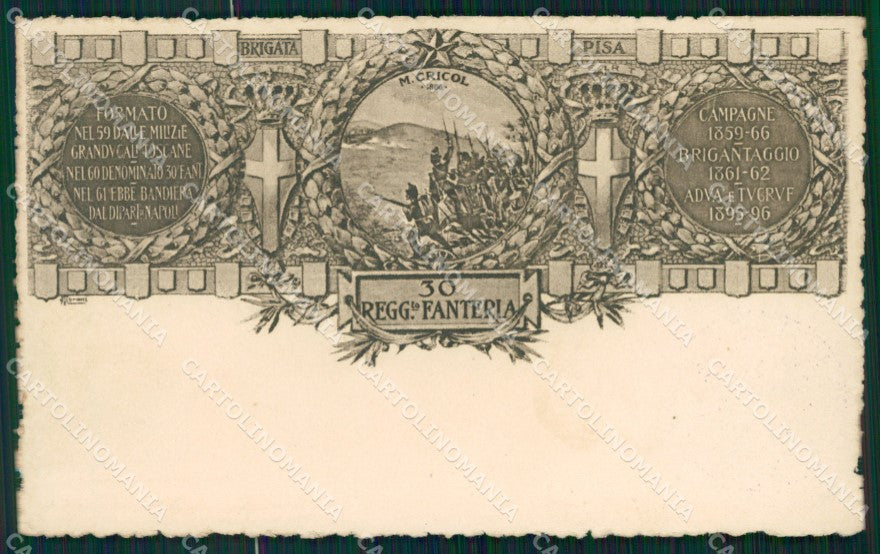 Militari Fanteria 30º Reggimento Monte Cricol SCOLLATA cartolina MT8428 – fronte
