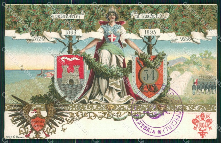 Militari Fanteria 34 Reggimento Brigata Livorno Volontari cartolina MT8442 – fronte