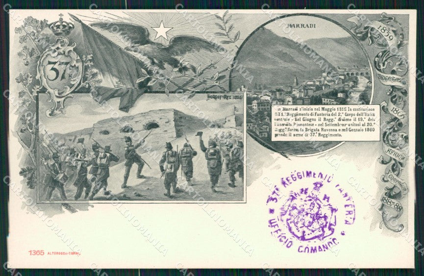 Militari Fanteria 37 Reggimento Marradi Alterocca 1365 cartolina MT8448 – fronte