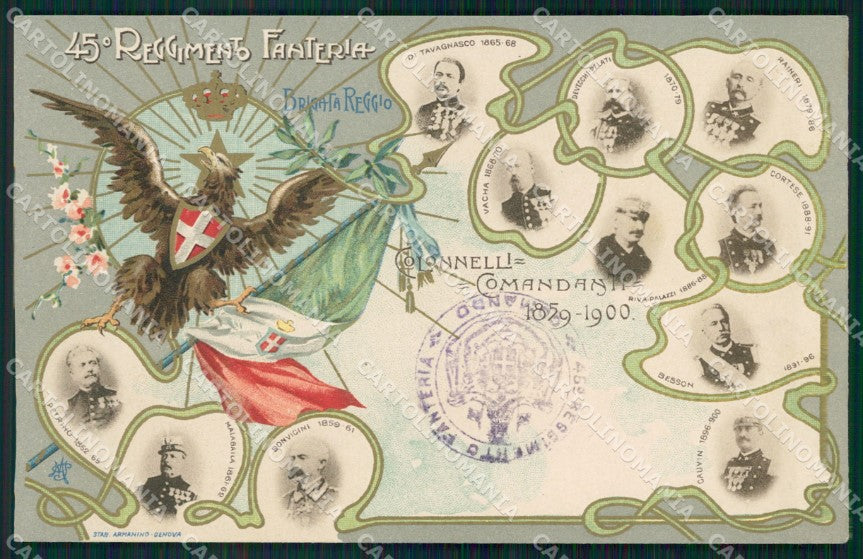 Militari Fanteria 45 Reggimento Brigata Reggio Comandanti cartolina MT8475 – fronte
