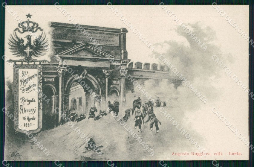 Militari Fanteria 57 Reggimento Brigata Abruzzi Porta Pia Roma cartolina MT8500 – fronte