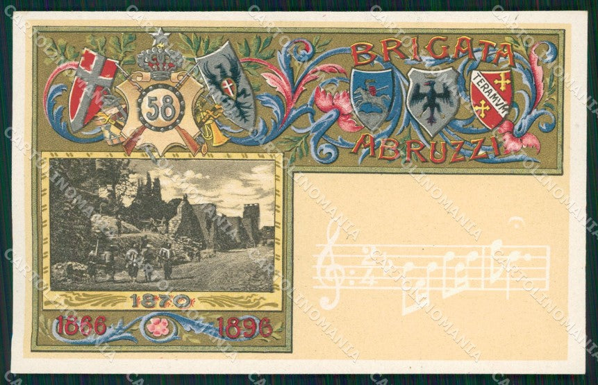 Militari Fanteria 58 Reggimento Brigata Abruzzi Teramo Spartito cartolina MT8503 – fronte