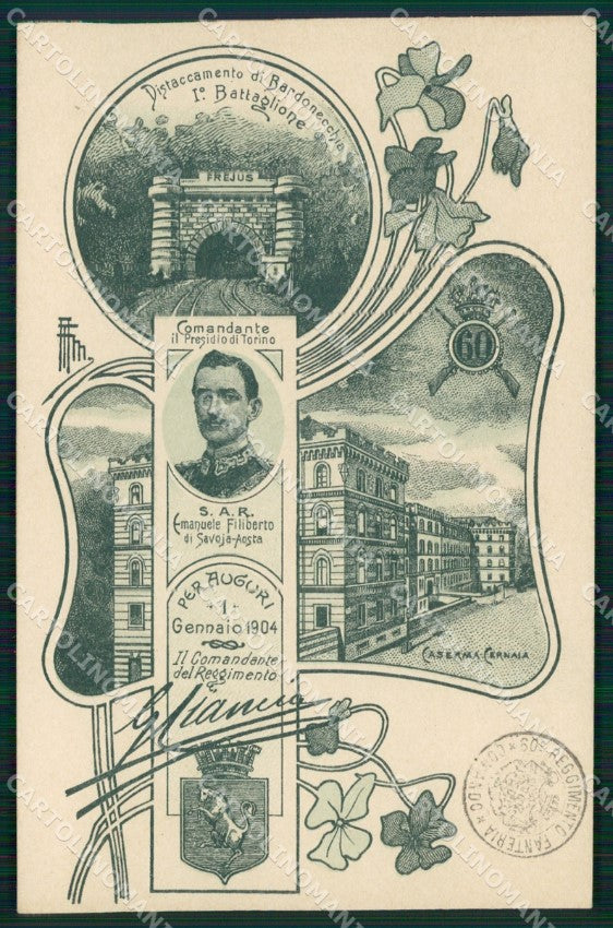 Militari Fanteria 60 Reggimento Emanuele Filiberto Savoia cartolina MT8510 – fronte