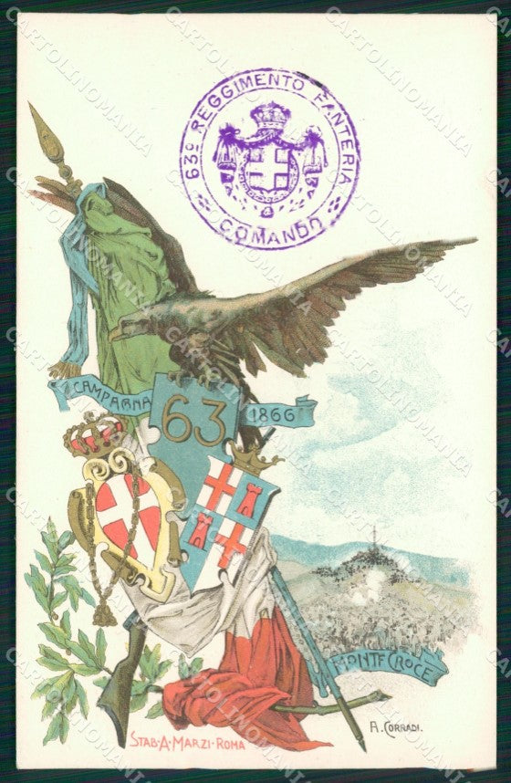 Militari Fanteria 63 Reggimento Monte Croce cartolina MT8526 – fronte