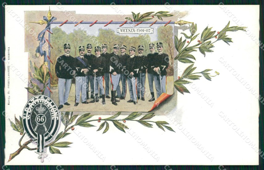 Militari Fanteria 66 Reggimento III Battaglione Vicenza cartolina MT8536 – fronte