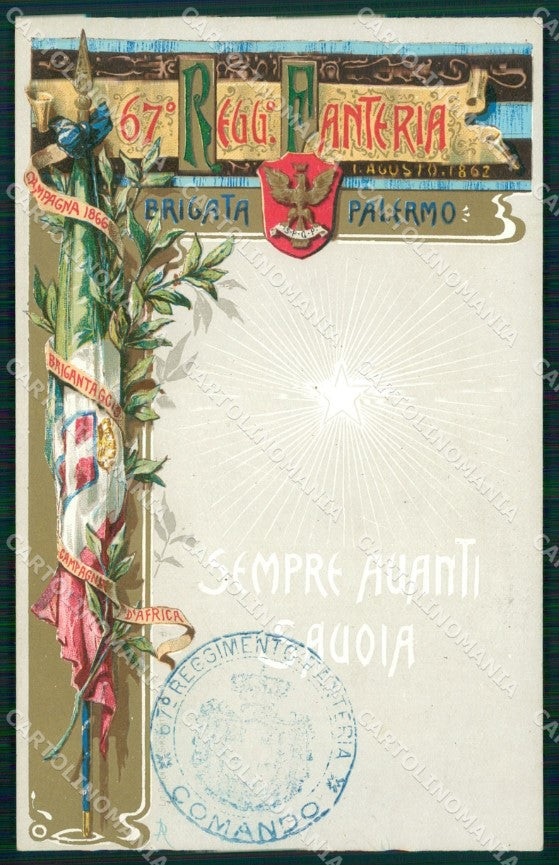 Militari Fanteria 67 Reggimento Brigata Palermo cartolina MT8540 – fronte
