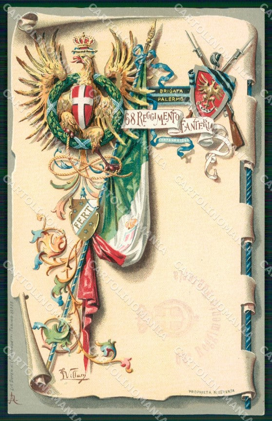 Militari Fanteria 68 Reggimento Brigata Palermo cartolina MT8544 – fronte