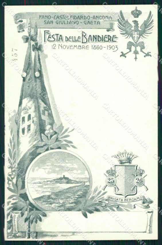 Militari Fanteria 25 26 Reggimento Brigata Bergamo Festa Fano cartolina MT8567 – fronte