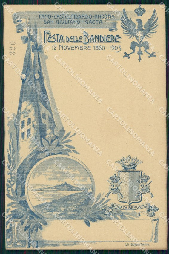 Militari Fanteria 25 26 Reggimento Brigata Bergamo Bandiere cartolina MT8570 – fronte