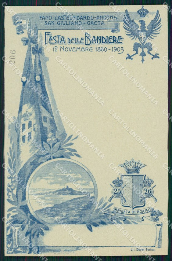 Militari Fanteria 25 26 Reggimento Brigata Bergamo Bandiere cartolina MT8571 – fronte