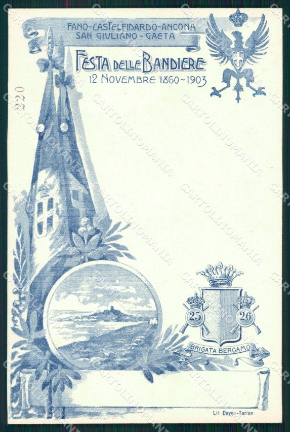 Militari Fanteria 25 26 Reggimento Brigata Bergamo Bandiere cartolina MT8572 – fronte