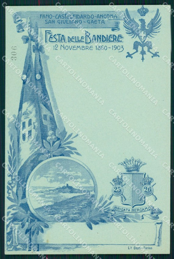 Militari Fanteria 25 26 Reggimento Brigata Bergamo Bandiere cartolina MT8573 – fronte