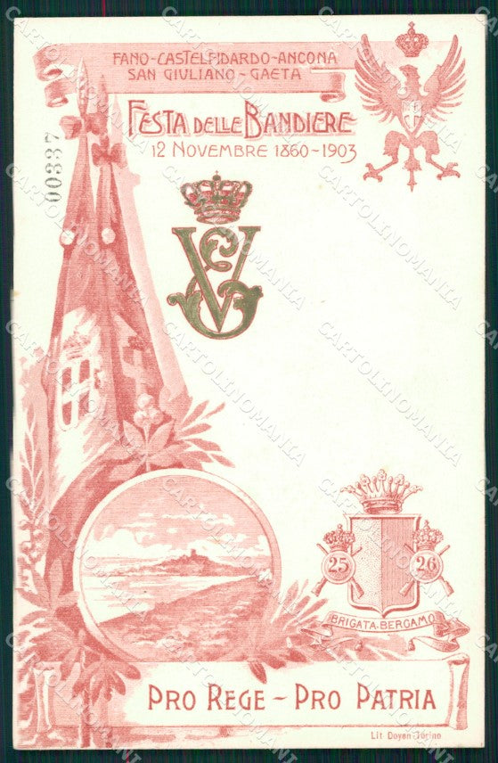 Militari Fanteria 25 26 Reggimento Brigata Bergamo Bandiere cartolina MT8574 – fronte