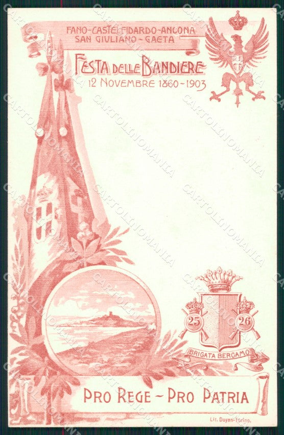 Militari Fanteria 25 26 Reggimento Brigata Bergamo Bandiere cartolina MT8575 – fronte