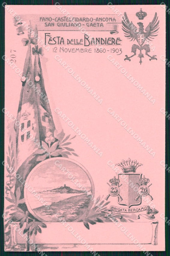 Militari Fanteria 25 26 Reggimento Brigata Bergamo Bandiere cartolina MT8576 – fronte
