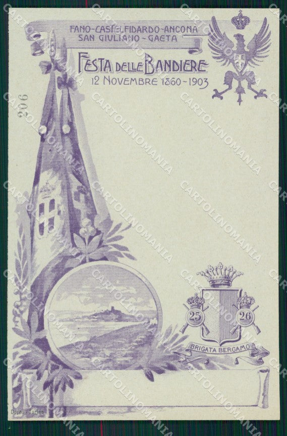 Militari Fanteria 25 26 Reggimento Brigata Bergamo Bandiere cartolina MT8577 – fronte