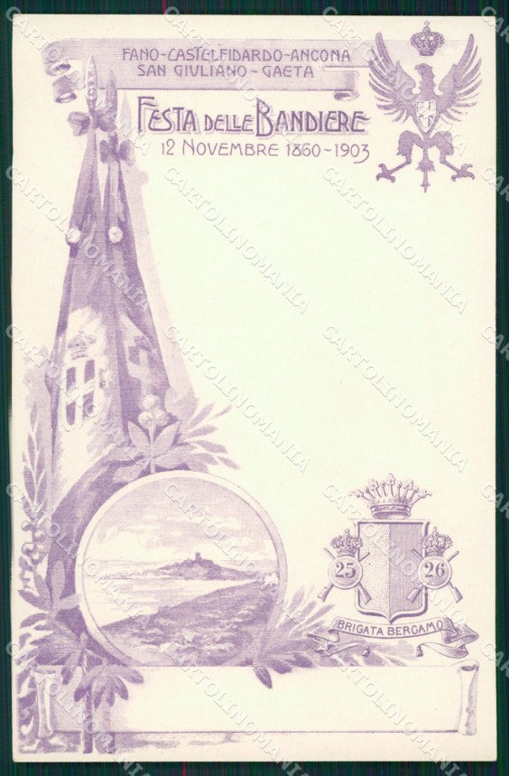 Militari Fanteria 25 26 Reggimento Brigata Bergamo Bandiere cartolina MT8578 – fronte