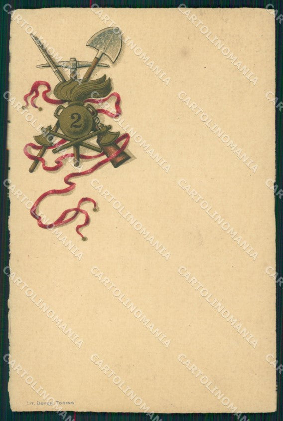 Militari Arma del Genio II Reggimento cartolina MT8592 – fronte