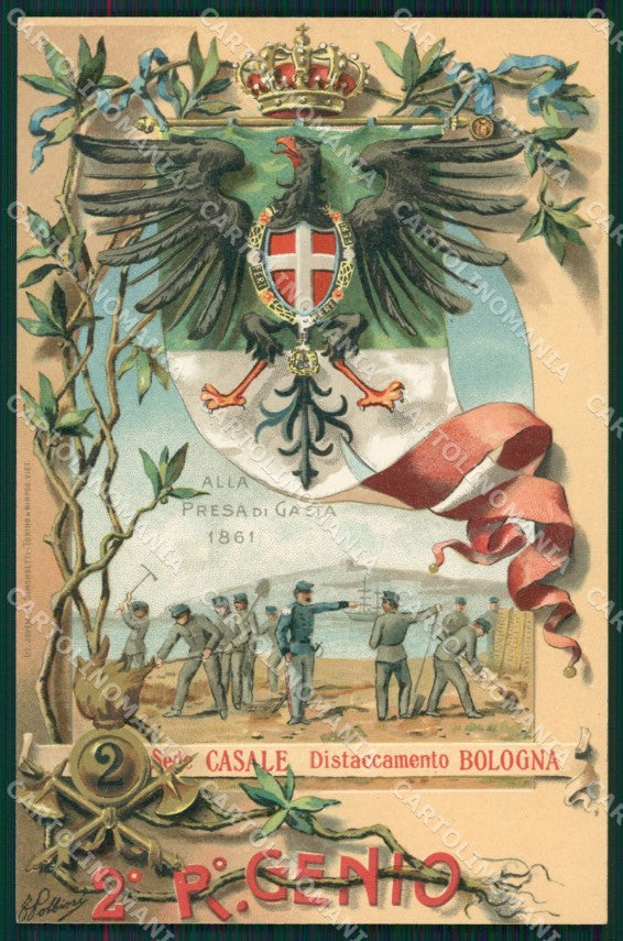 Militari Arma del Genio II Reggimento Casale Gaeta Bologna cartolina MT8595 – fronte