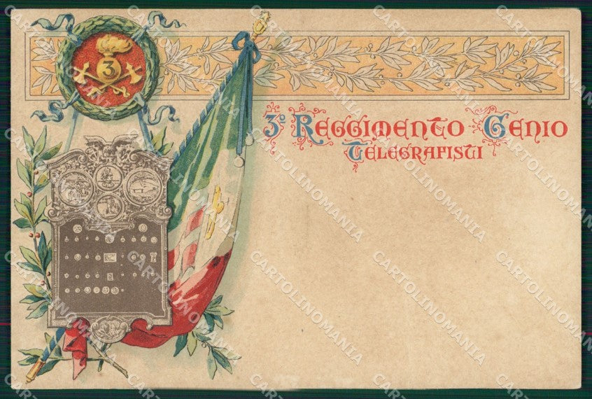 Militari Arma Genio III Reggimento Telegrafisti ABRASA COLLA cartolina MT8596 – fronte