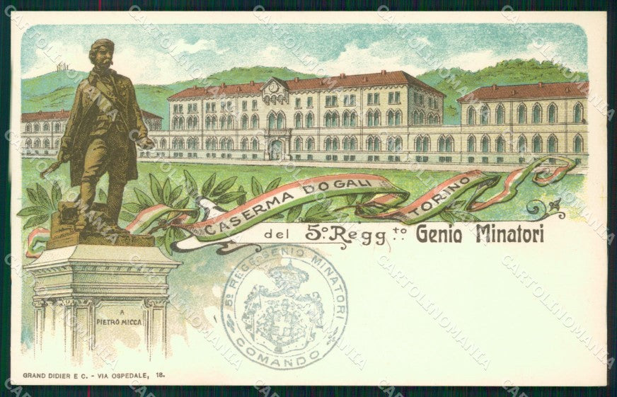 Militari Arma del Genio V Reggimento Minatori Torino Micca cartolina MT8608 – fronte