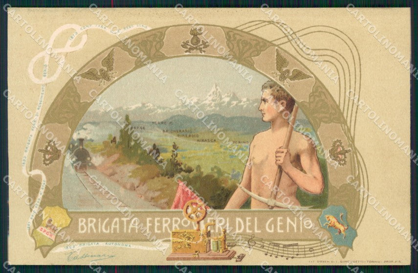 Militari Arma del Genio Brigata Ferrovieri Torino Treno cartolina MT8620 – fronte