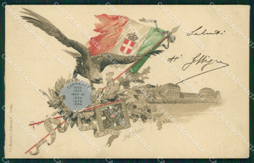 Militari Artiglieria V Reggimento cartolina MT8696 – fronte