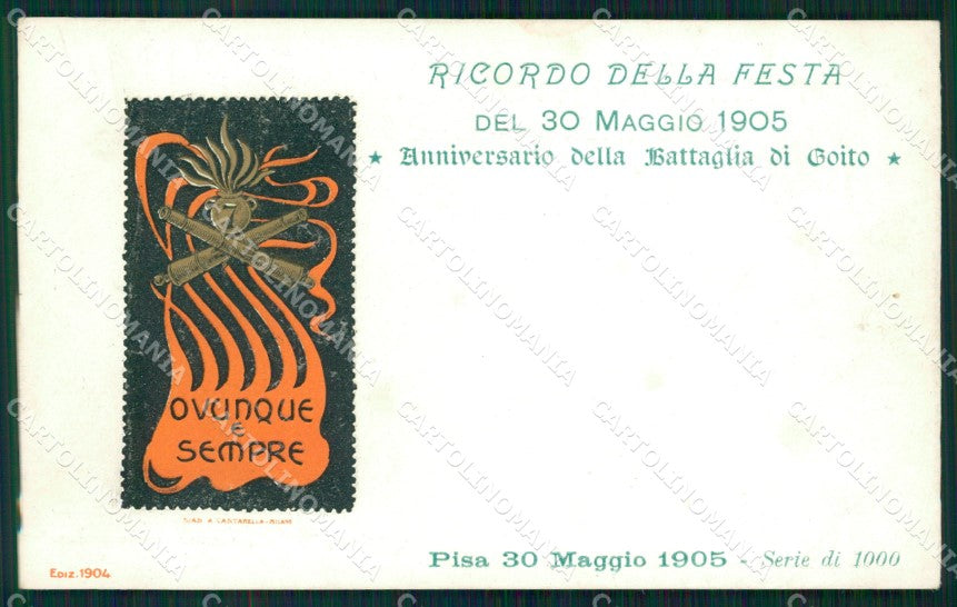 Militari Artiglieria VII Reggimento Pisa Battaglia di Goito cartolina MT8700 – fronte