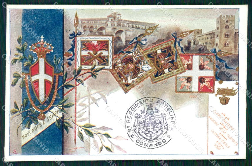Militari Artiglieria IX Reggimento Pavia cartolina MT8704 – fronte
