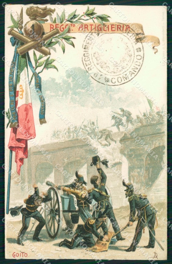 Militari Artiglieria I Reggimento Goito cartolina MT8705 – fronte
