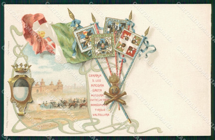 Militari Artiglieria 14 Reggimento cartolina MT8723 – fronte